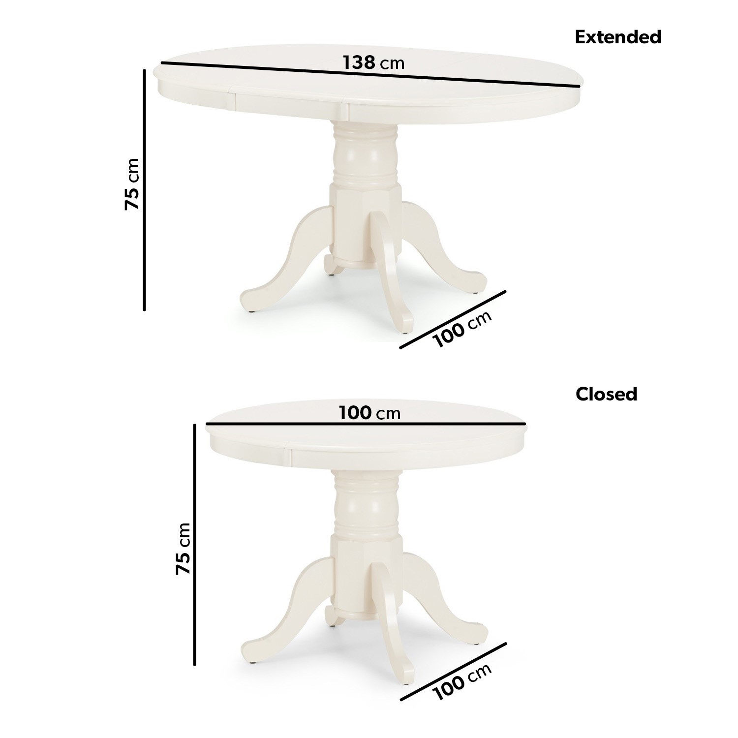 Read more about Ivory round extendable dining table seats 4-6 julian bowen